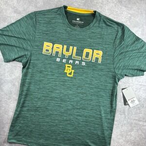 Baylor Bears T Shirt Mens L Green Yellow College Stretch Performance NEW